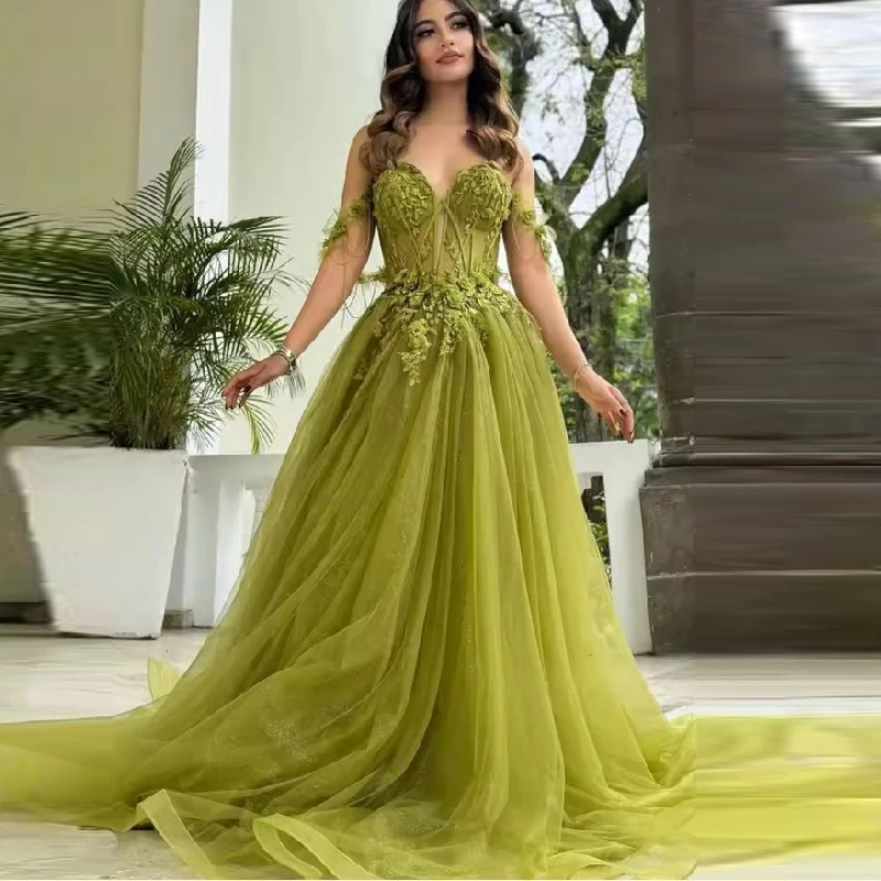 

Custom Made Prom Off-shoulder Evening Dresses Woman Elegant Dresses for Special Event Line A Luxury Women Evening Dress