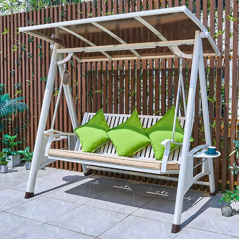 Solar LED Hanging Swing Chair  Waterproof Patio Swing for Two with Aluminum Alloy Frame  Outdoor Garden Swing Chair with