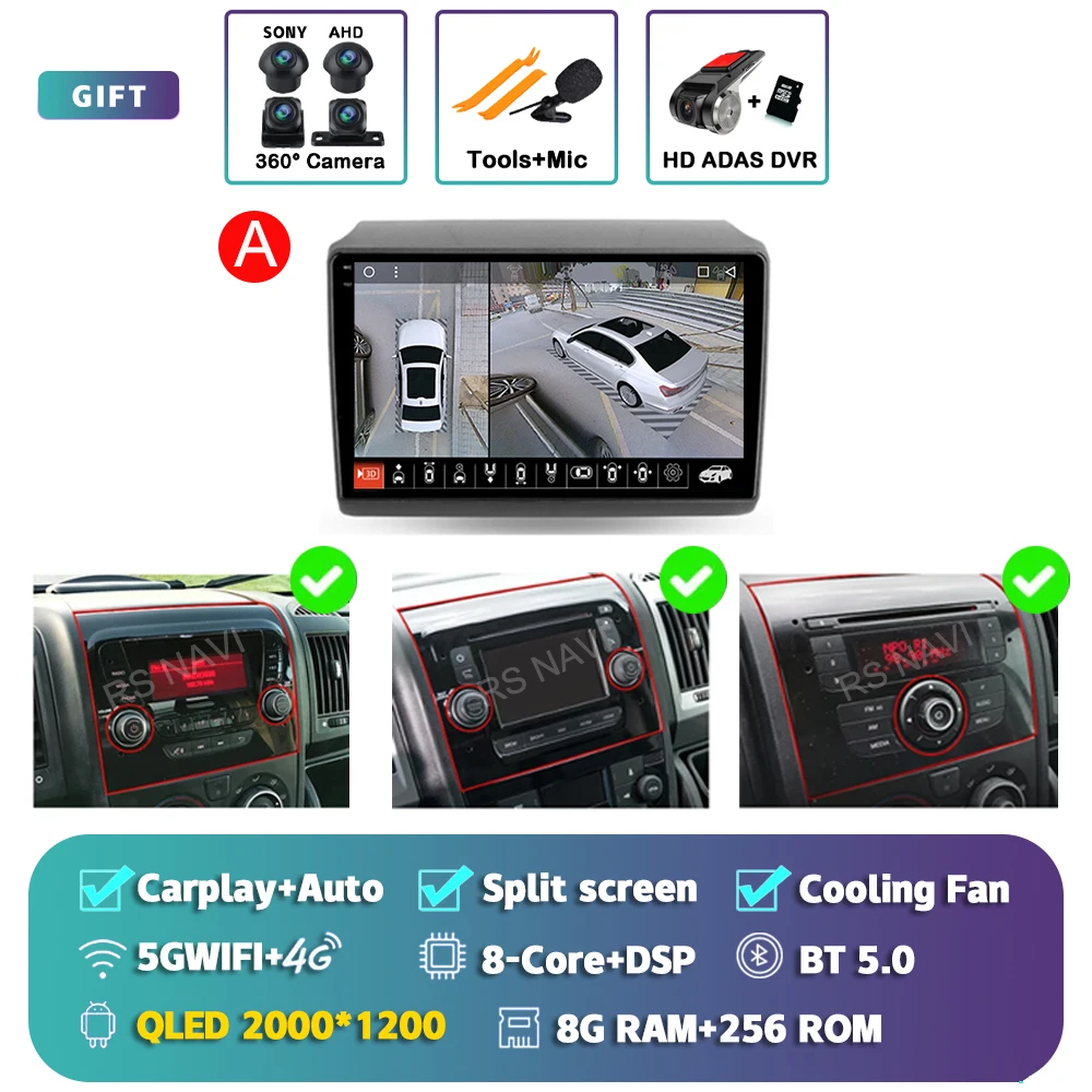 Android 15 For Fiat Ducato Peugeot Boxer Citroen Jumper 2006-2022 2K QLED Android Car Radio Multimedia stereo Player GPS CarPlay