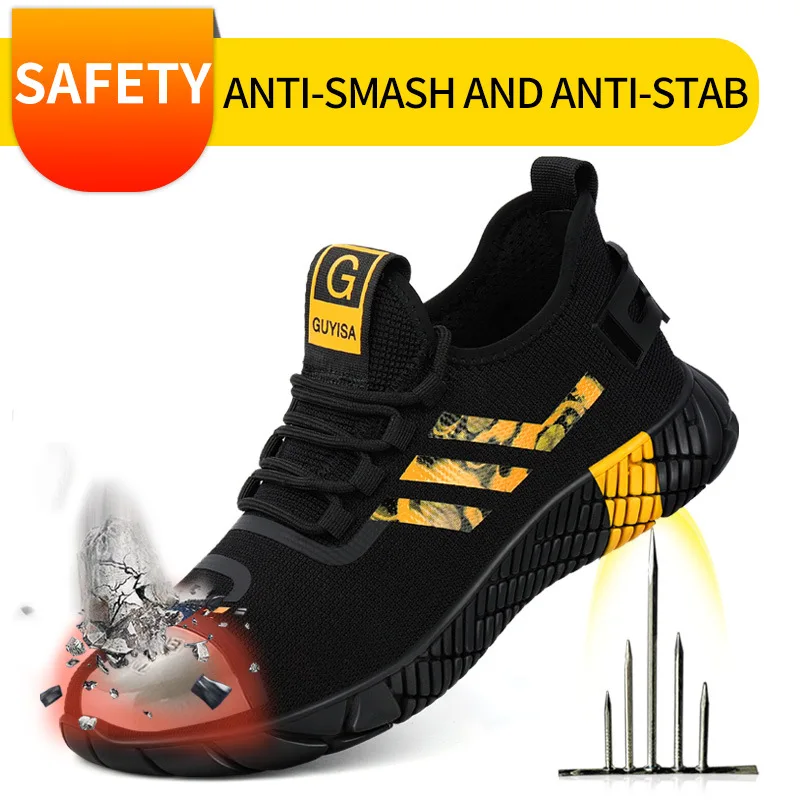 Safety Protective Shoes Men Safety Shoes Steel Toe Work Boots Man Anti-puncture Work Sneaker Men\'s Work Safety Boots Breathable