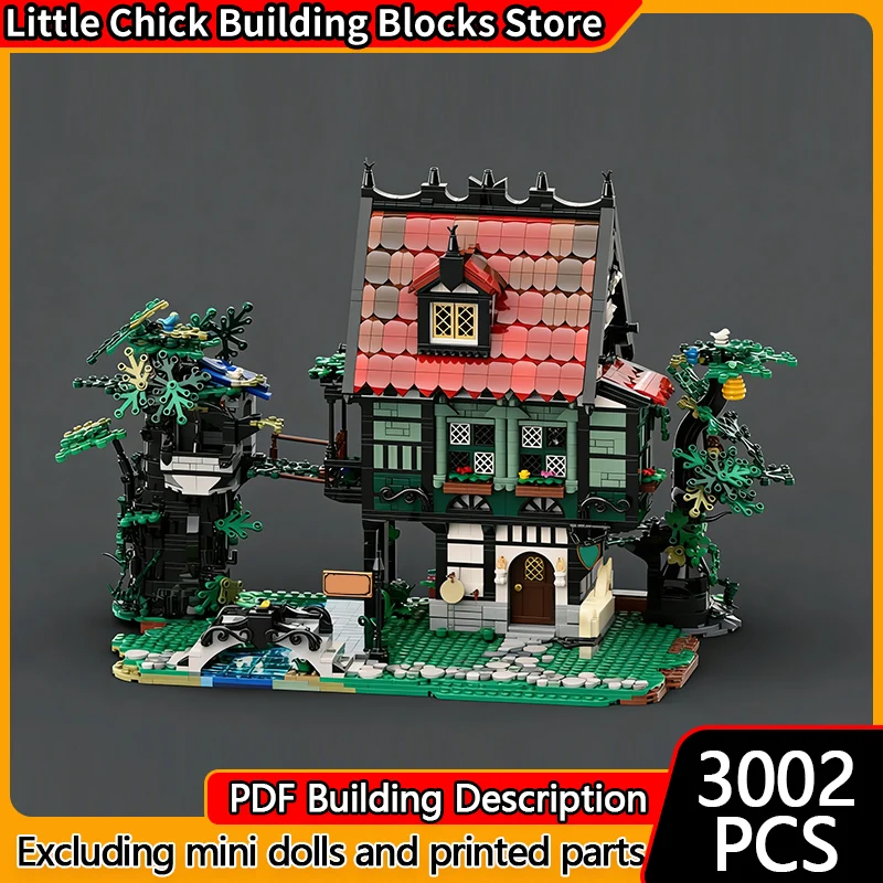 

Средневековый замок, модель MOC, строительные кирпичи, таверна, глубокая в лесу, модульная технология, детские праздничные подарки, сборка игрушек, костюм