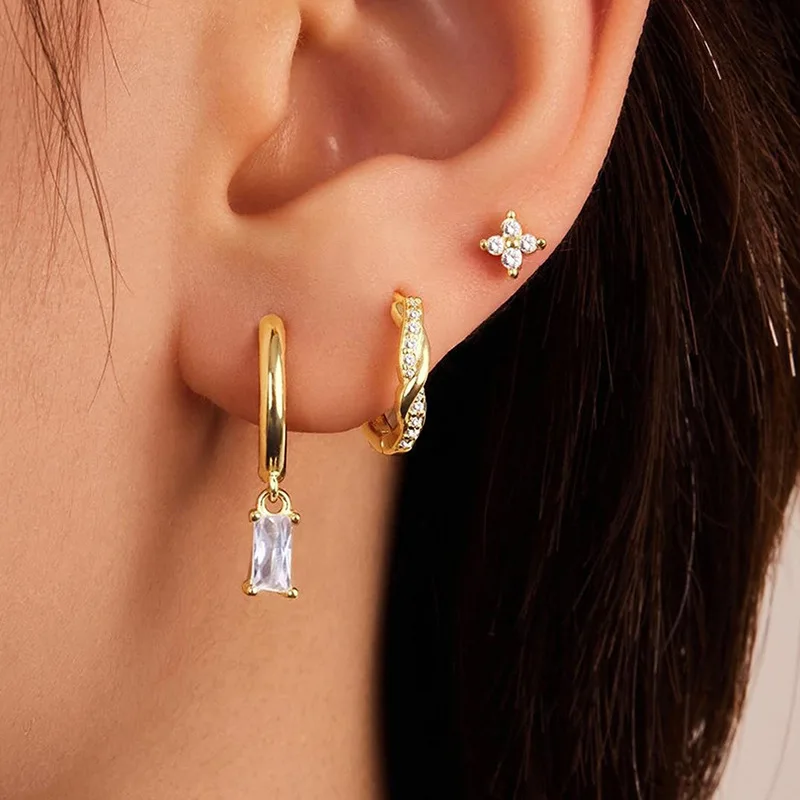 3pc Twist Huggie Earring Set for Women