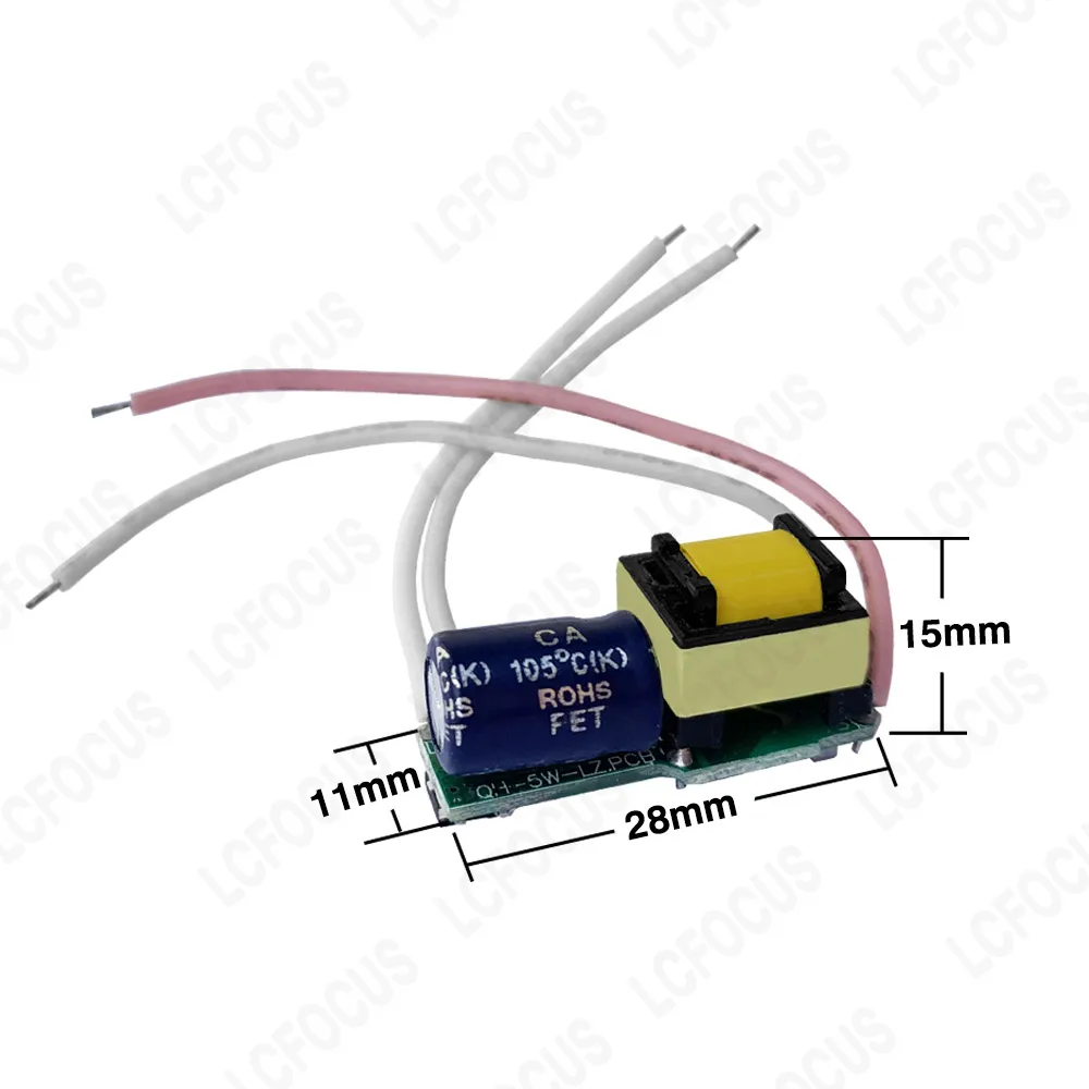 1W 2W 3W 4W 5W 120mA 150mA 250mA 300mA คงที่ LED driver 9-33V PCB Board ในตัวอะแดปเตอร์ไฟ Transformer