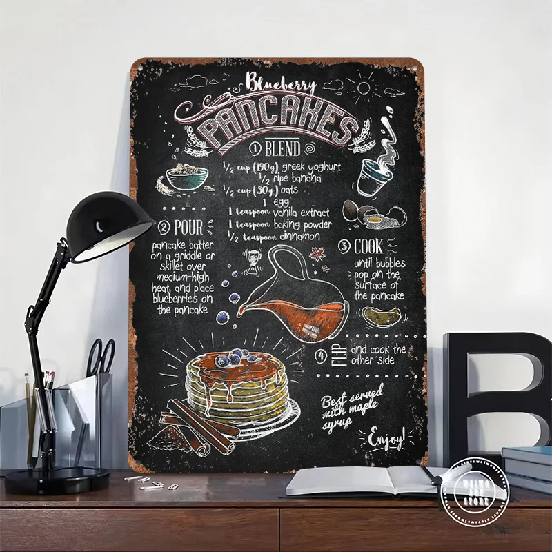 Pancakes Metal Poster Tin Sign Wall Art Customizable Metal Signs for Home Decoration Room Decorations Vintage Decor Items Living