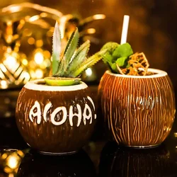 Coconut Cup Bar Tiki Cup Cocktail Glass Hawaiian Wine Glass Party Beach Drink Cup Tiki Mug Ceramic Cup Champagne Glasses