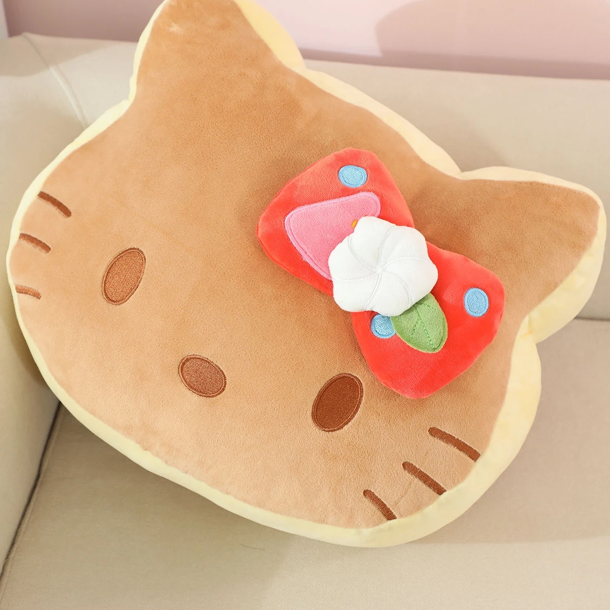 산리오 빵 헬로 키티 플러시 장난감 헬로 키티 베개 박제 애니메이션 키티 고양이 플러시 장난감 소파 침대 뒤 쿠션 소녀 선물