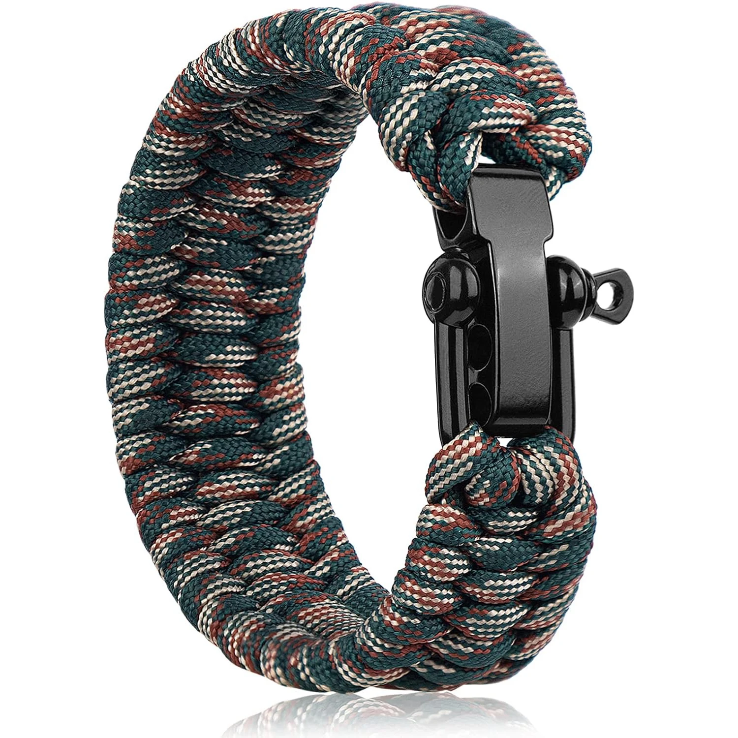 Paracord Bracciale di Sopravvivenza Regolabile 3 Fori Lega U Fibbia Camo Intrecciato 7 Core Corda di Campeggio Esterna Escursionismo Strumenti Per