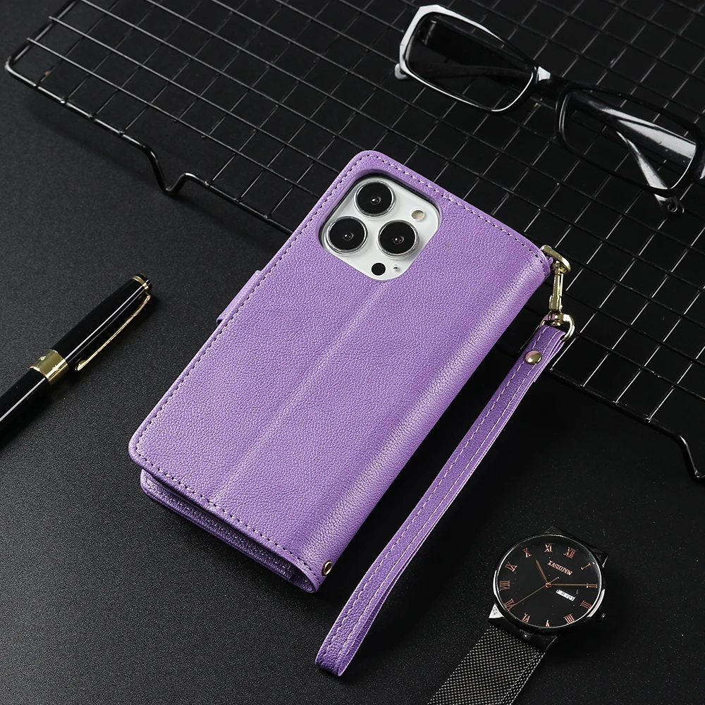 Кожаный флип-чехол-кошелек с слотом для карт и подставкой для Samsung A54 A53 A52 A34 A33 A32 A22 5G, двухслойный чехол на молнии с защитой от падения