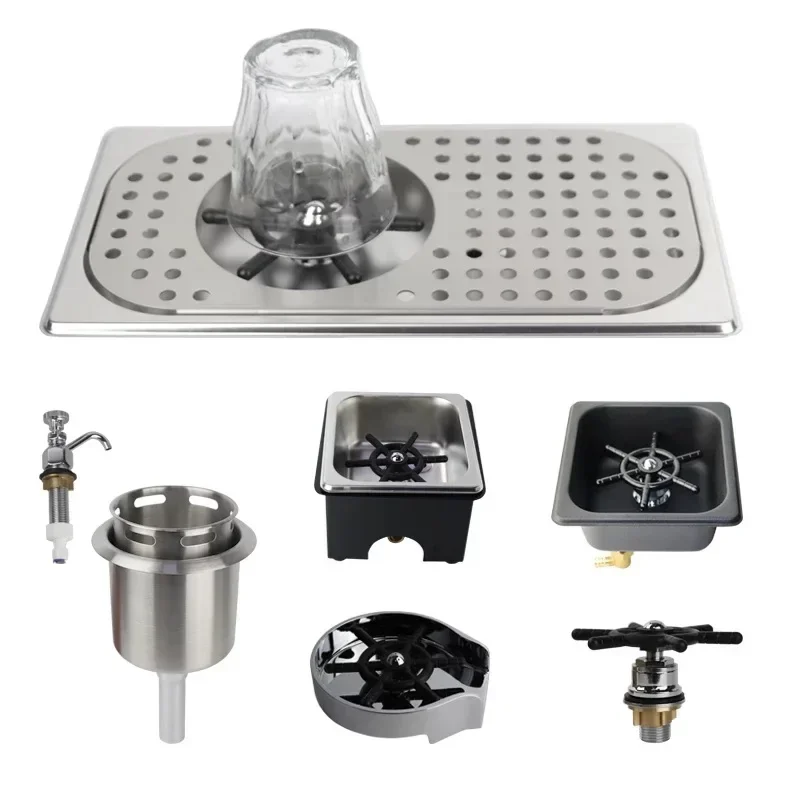 Stainless Steel Automatic Cup Washer Glass Cleaning Rinser Bar Rinser Glass Cup Washer Kitchen Sink Accessories