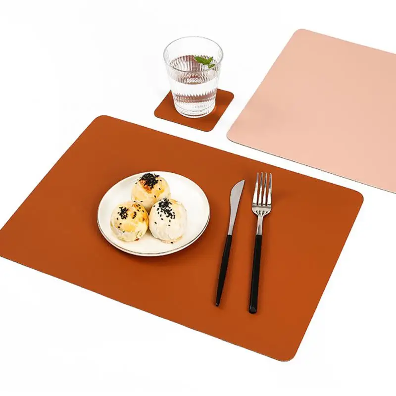 Double Sided Placemat Nordic Household Tools Rectangular Insulated Mat Leather Kitchen Accessories Western Food Insulation Pad