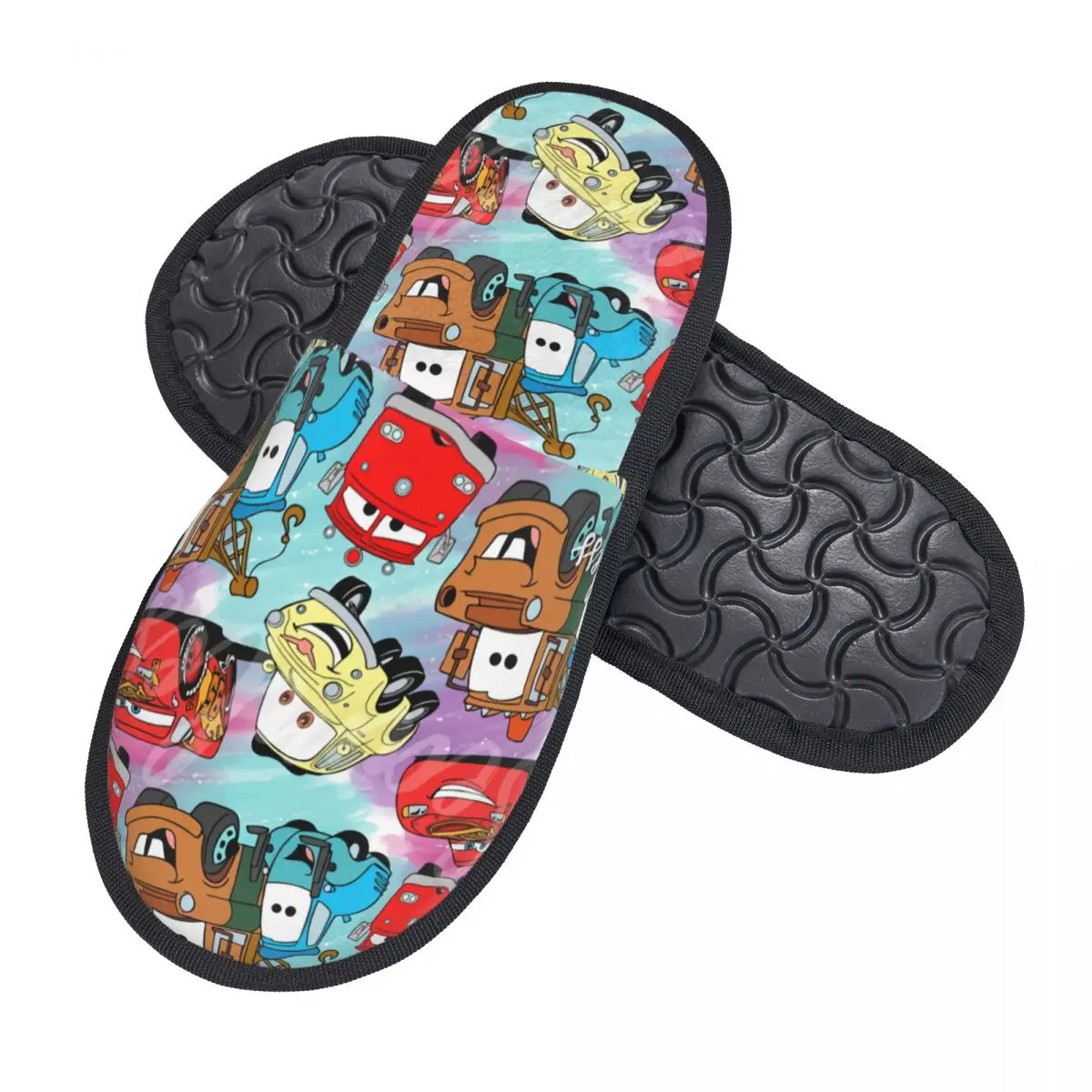 Custom Lightning McQueen Cars Collage Guest Slippers for Bedroom Women House Slipper