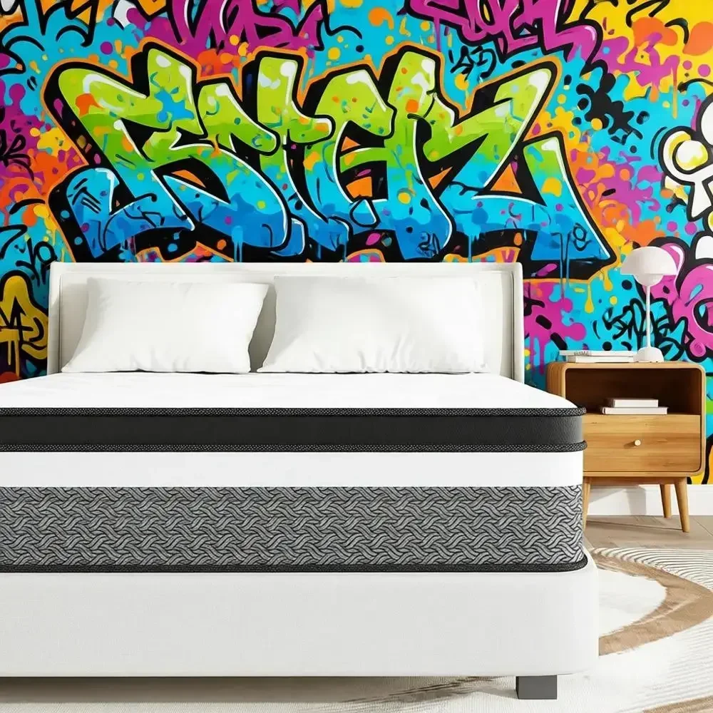 Queen Size Mattr, 10 Inch Hybrid Queen Mattrin A Box, Memory oam & Individually ket Spring or Pain Relie, Medium irm Mattres