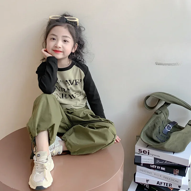 Girls Suits Spring and Autumn 2024 New Fashion Girls Spring Clothes Children Clothing Tooling Two-piece Set Fashion Clothes