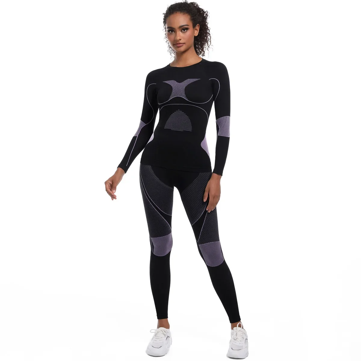 Yoga Clothes Sports Suit for Fitness Long Sleeve Skiing Compression Women's Gym Clothing Two Pieces Set Sportswear Workout Sets