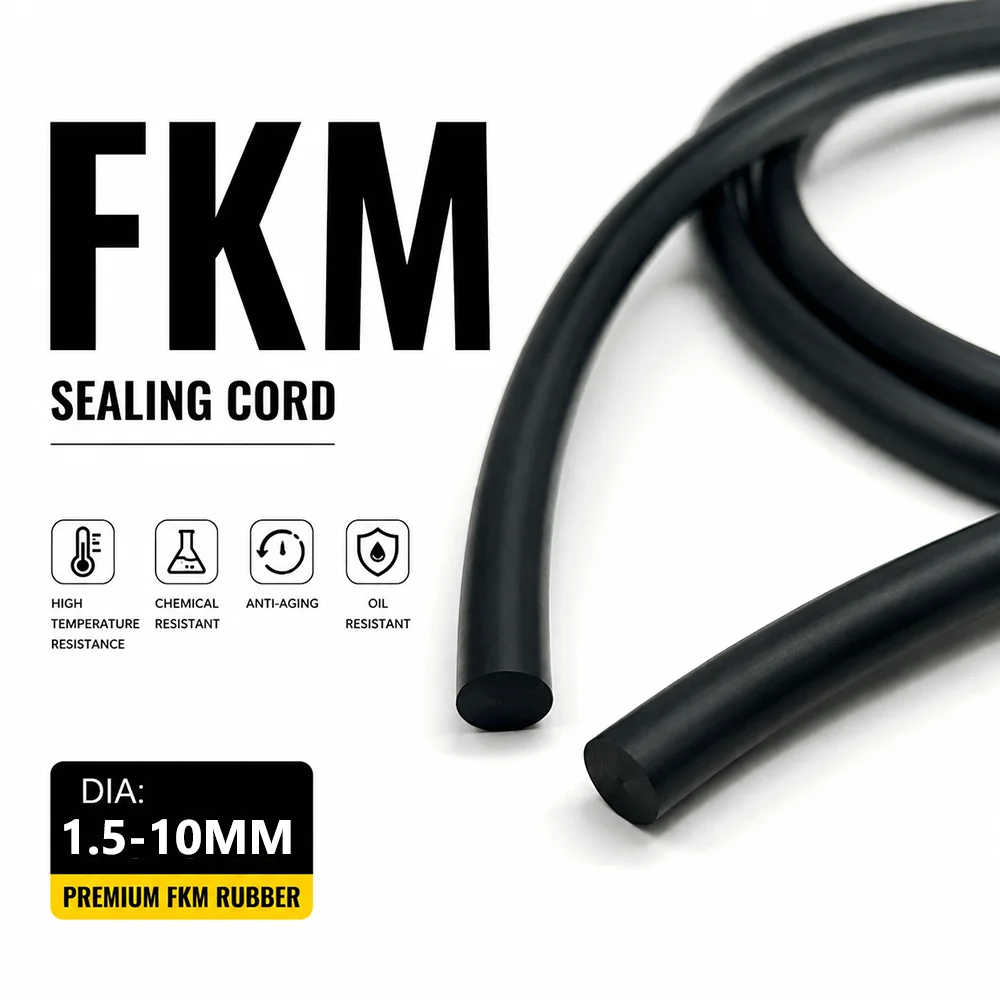Black FKM Sealing Strip ID1.5~10mm Special hoses for anti-seepage/chemical resistance/oil transportation