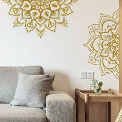 2pcs Wall Stickers Gold Mandala Adhesive Wall Stickers Bedroom Entryway Living Room Porch Home Decoration Wall Decorative Decals