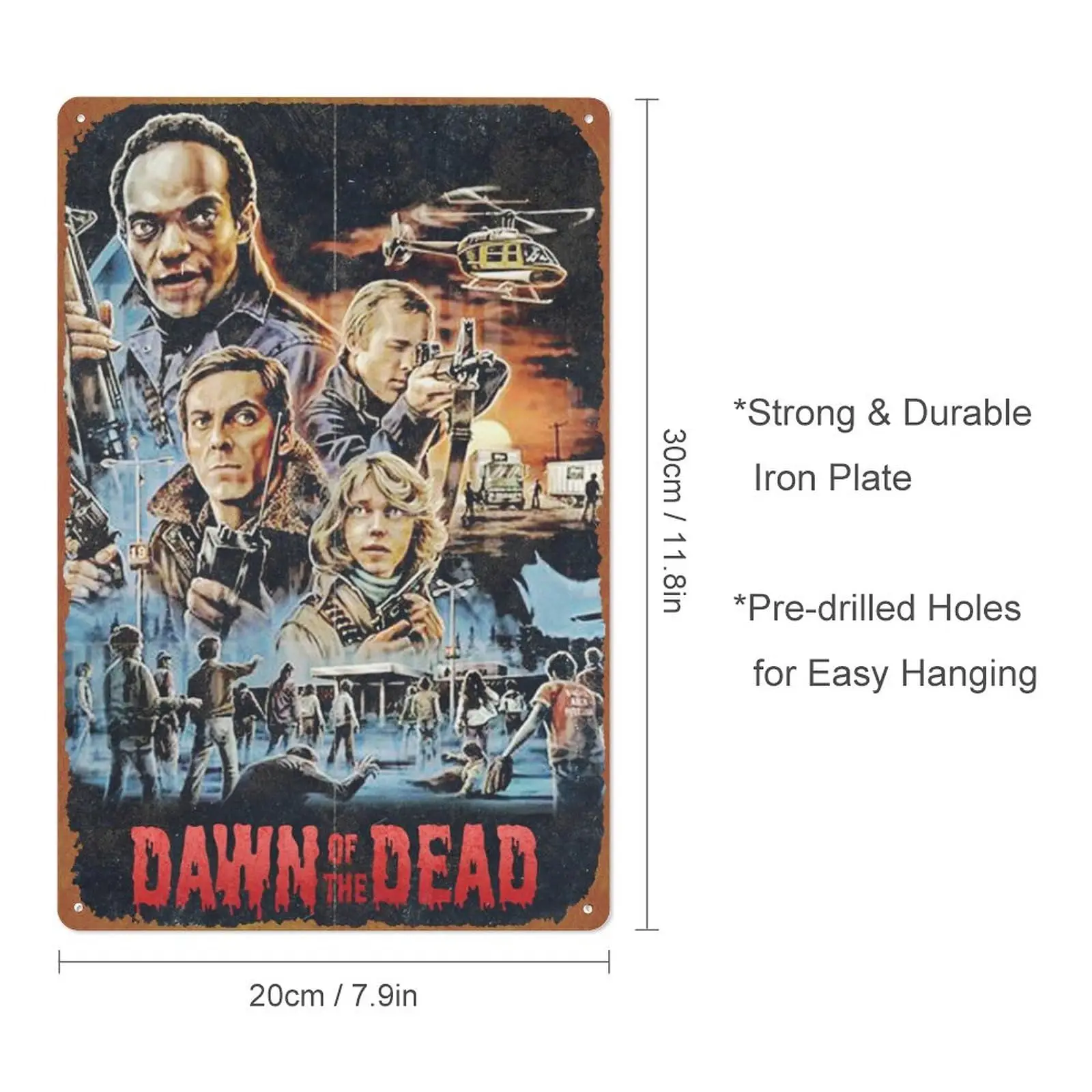 Dawn of the Dead Movie Poster Retro Vintage Funny Metal tin Sign Outdoor Kitchen Decor Bar Pub Club Cafe Home Indoor Home Wall D