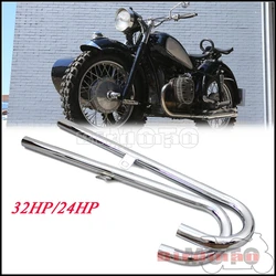 For BMW Ural K750 M1 M72 R71 R12 Dnepr MT12 K750 Motorcycle Sidecar 24HP/32HP Retro Exhaust Pipes Steel Front Muffler Tube