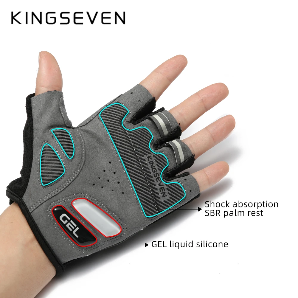 Kingseven Bike Cycling Gloves Breathable Lycra Fabric Gel Pads Shock-Absorbing Mountain Mtb Half Finger Gloves For Men And Women