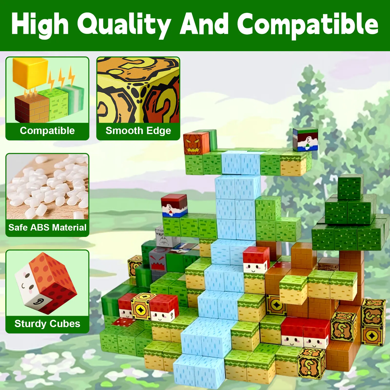 어린이 자석 빌딩 블록 세트 - 남자아이와 여자아이를 위한 창의적인 조립 장난감, STEM 학습