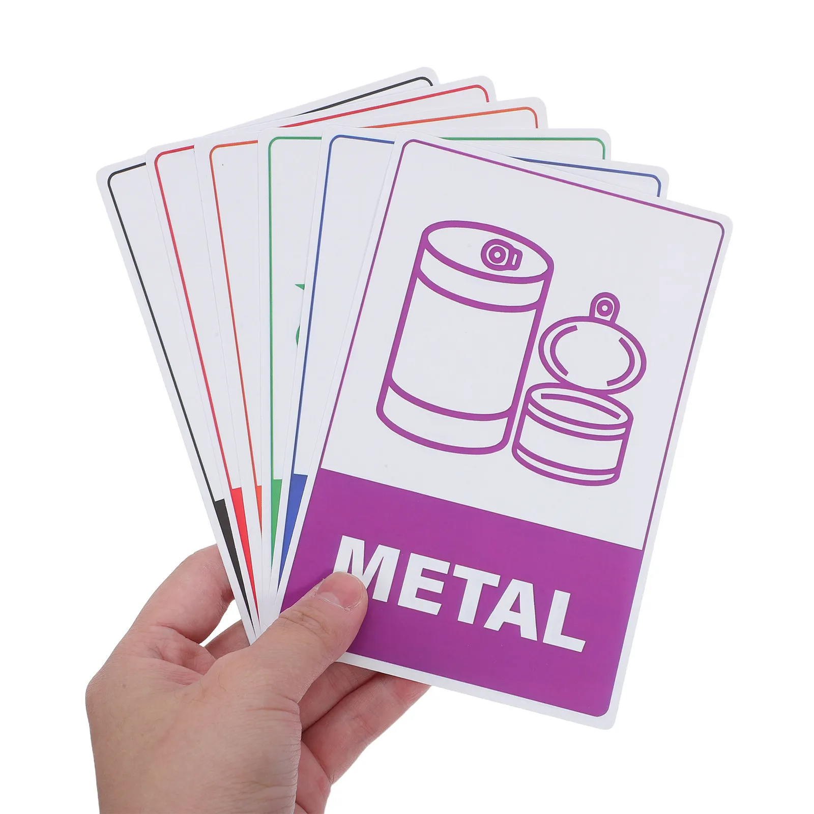 18Sheet Recycling Stickers for Trash Cans High Resolution PVC Labels Glass Paper Plastic Metal Icons Indoor Outdoor Waste Bin