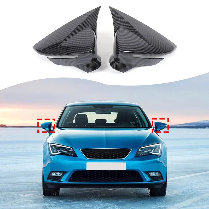 

For Seat leon 2013-2018 ABS carbon fiber car styling car exterior rearview mirror cover sticker car protection accessories 2Pcs