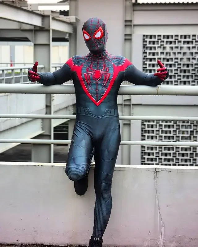 Spider Miles Morales Superhero traje completo do bodysuit para adultos e crianças, Peter Parker Cosplay, Zentai Second Skin Suit, PS5