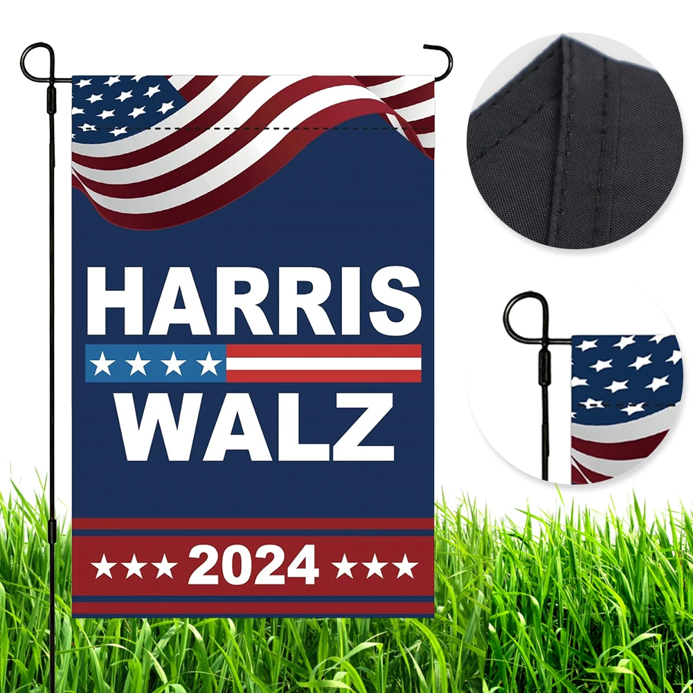 Weather Resistant Kamala Harris 2024 Flag Patriotic Double Sided Garden Decor for Yard or Balcony