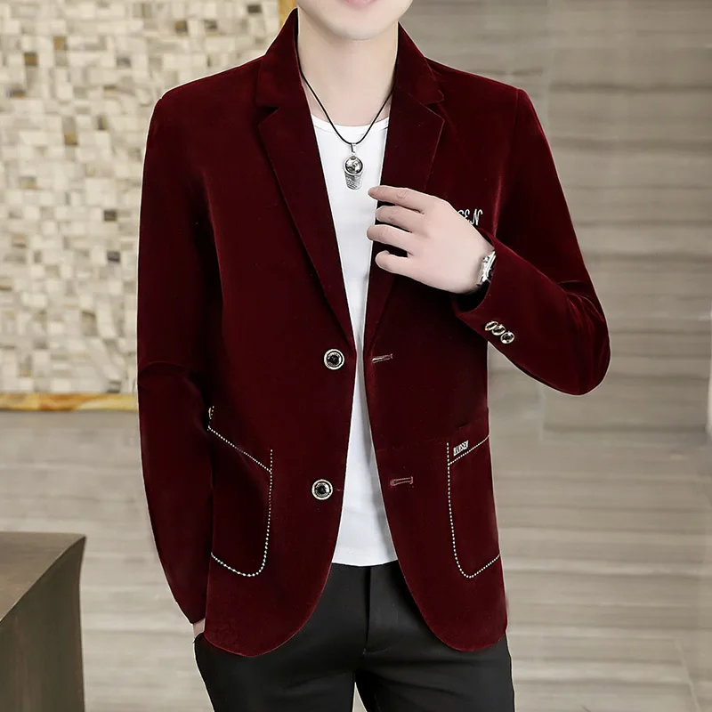 

Мужской бархатный пиджак, мужской костюм, мужская весенне-осенняя одежда, весенне-осенняя мужская одежда, одинарная куртка