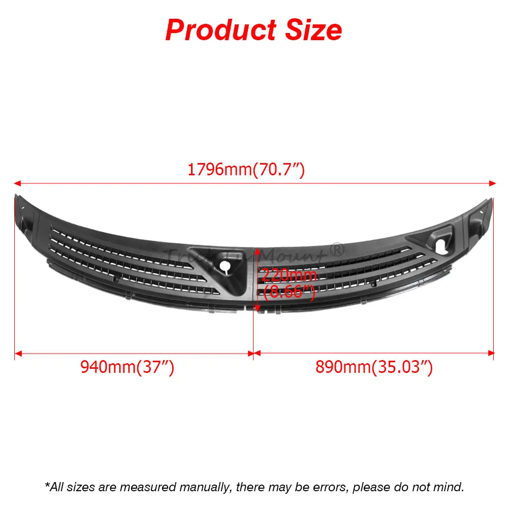 Outer Windshield Panel Wiper Cowl Covers Accessories Compatible With Ford F-150 Lincoln Mark Lt High-Quality Abs Plastic Black