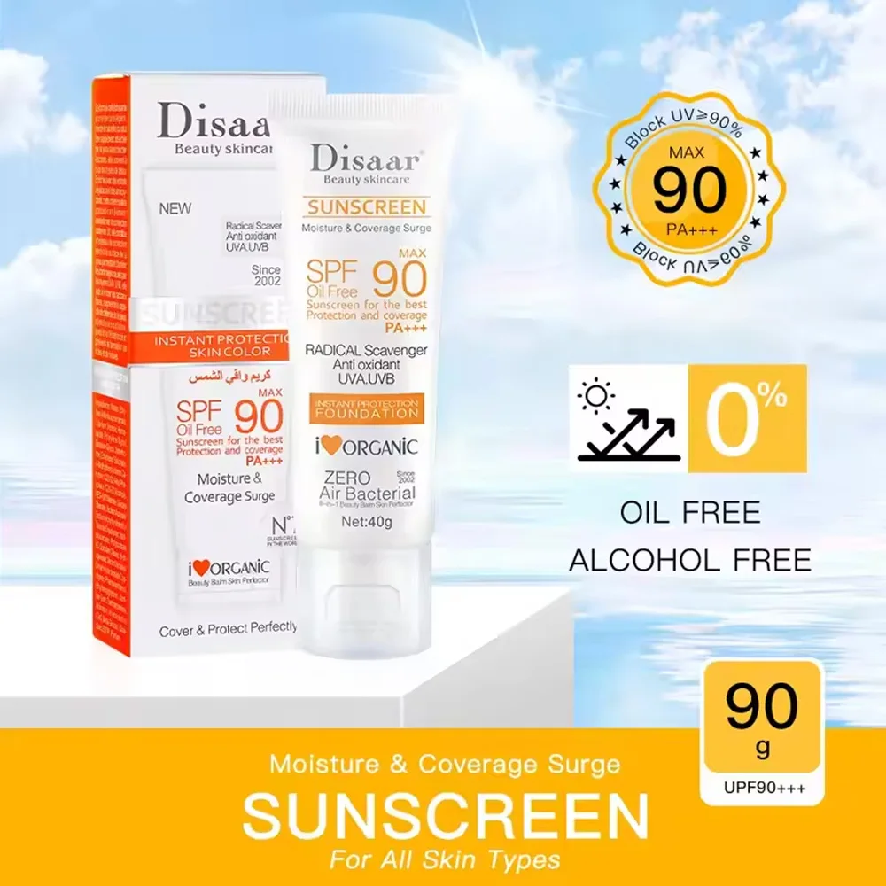 Disaar crema de protección solar Facial SPF 90 Protector corporal loción Solar Original Facial cuerpo hidratante protección UV bloqueador solar