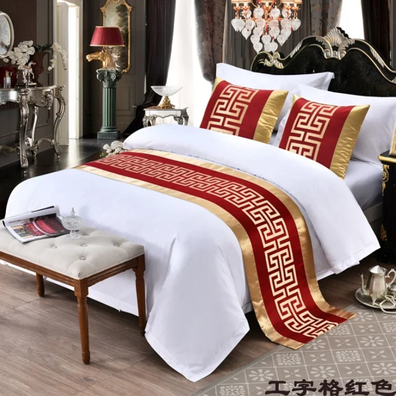 

Light Luxury Silk Bed Runner Luxury Printing Embroidery Bed Flag Throw for Hotel Home Wedding Bedding Decor Bed Tail Towel