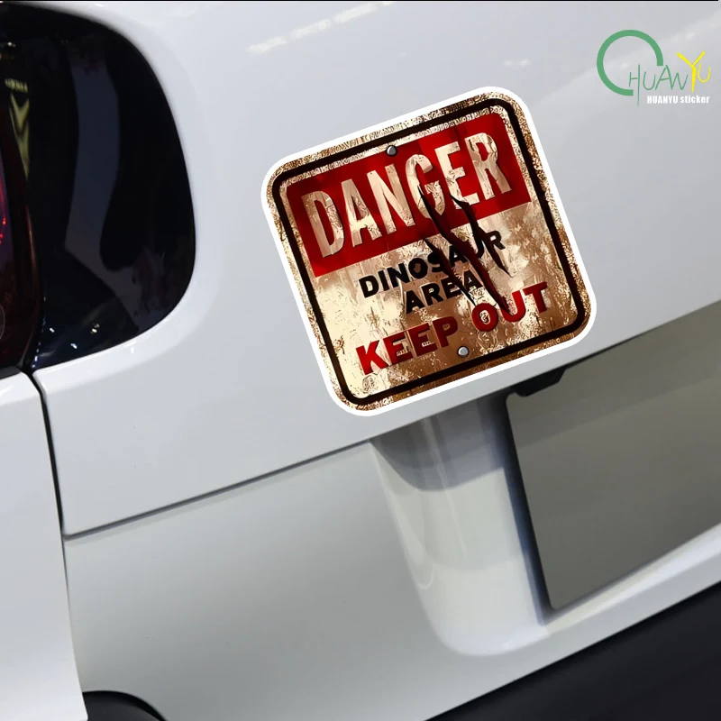 Reflective car sticker warning dinosaur area danger warning sign Jurassic body decoration luggage box sticker