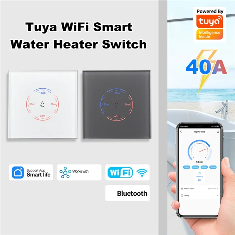 ABNO-Tuya الاتحاد الأوروبي واي فاي الذكية سخان المياه المرجل التبديل 40A 8000 واط الحياة الذكية App التحكم التبديل يعمل ل أليكسا جوجل المنزل