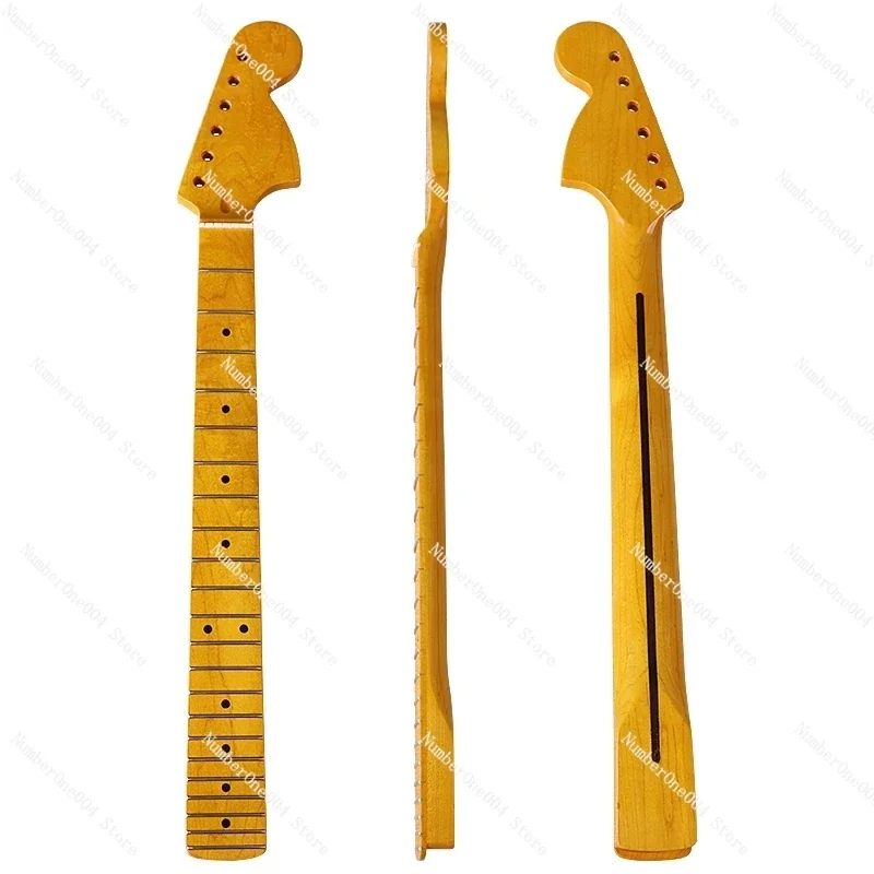 manche-de-guitare-electrique-6-cordes-22-frettes-manche-large-avec-dos-en-erable-jaune-vif-et-poignee-centrale