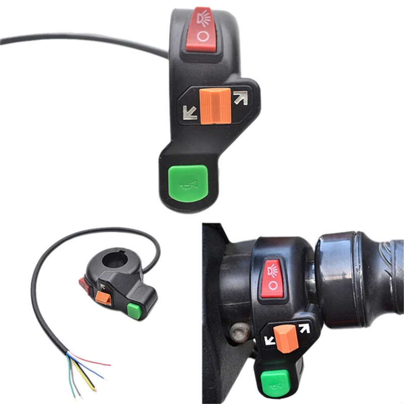 

3 In1 Motorcycle Switch Electric Bike Scooter ATV Quad Light Turn Signal Horn ON/OFF Button Universal 7/8'' Handlebars Motorbike