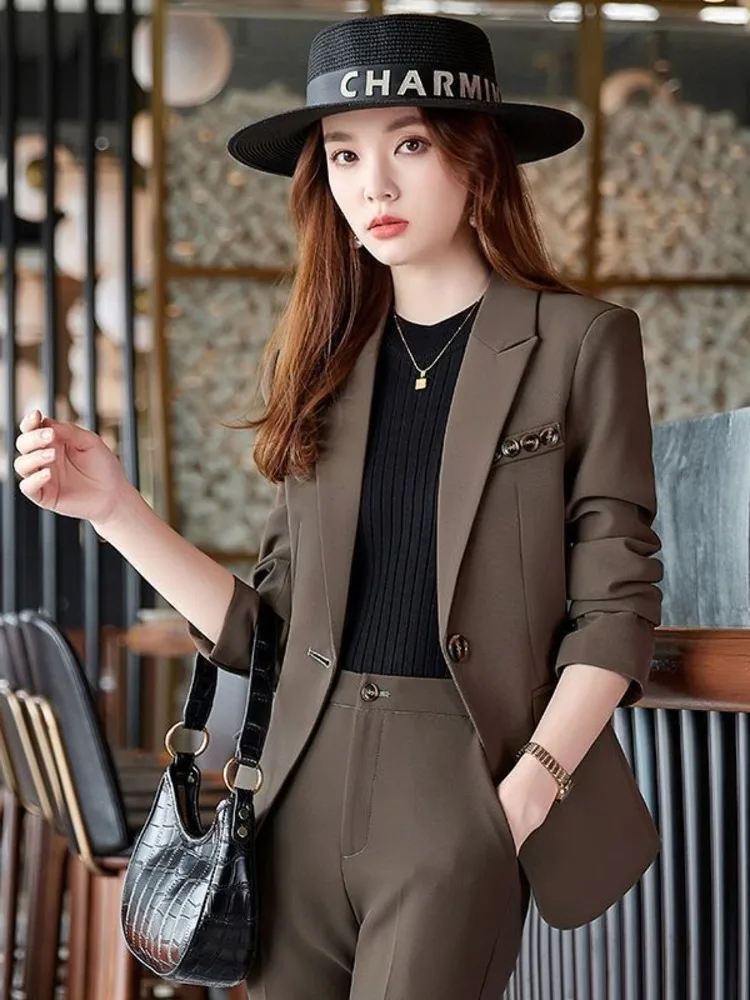 Women Blazer Simple Fashion Casual Long Sleeve Chic Elegant Outerwear Temperament Solid All-match Jacket Clothing New