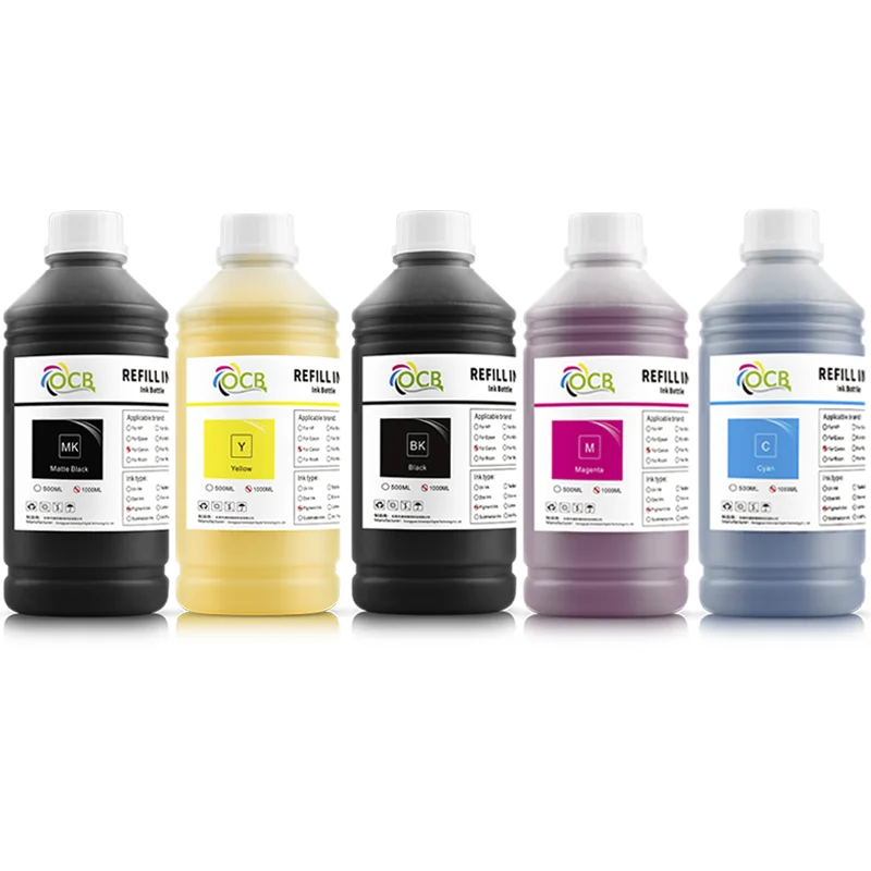 1000ml Pigment Ink For Canon 102 for Canon iPF 500 510 600 610 700 710 605 650 655 Printer Refill Ink Free Shipping 5 Colors