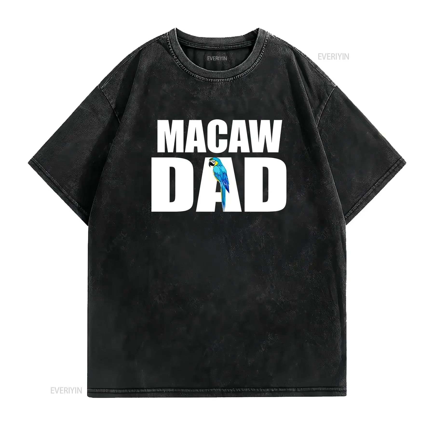 Blue and Gold Macaw T Shirt Dad  vintage Washed homme Versatile Stylish designer clothes streetwear Soft Unisex fashion