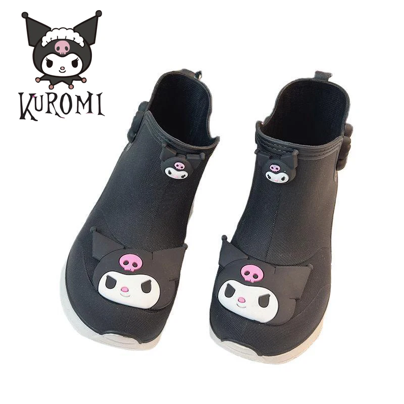 Anime Kawaii Sanrios Kuromi Kid Rain Boots Outdoor High Top Martin Boot Waterproof Nonslip Cute Casual Shoes Light Child Sneaker