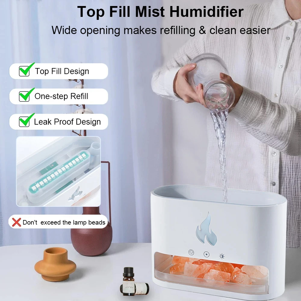 Flame Fire Essential Oil Humidifier Aromatherapy Diffuser for Bedroom - Air Humidifier Diffuser for Moisture and Relaxation