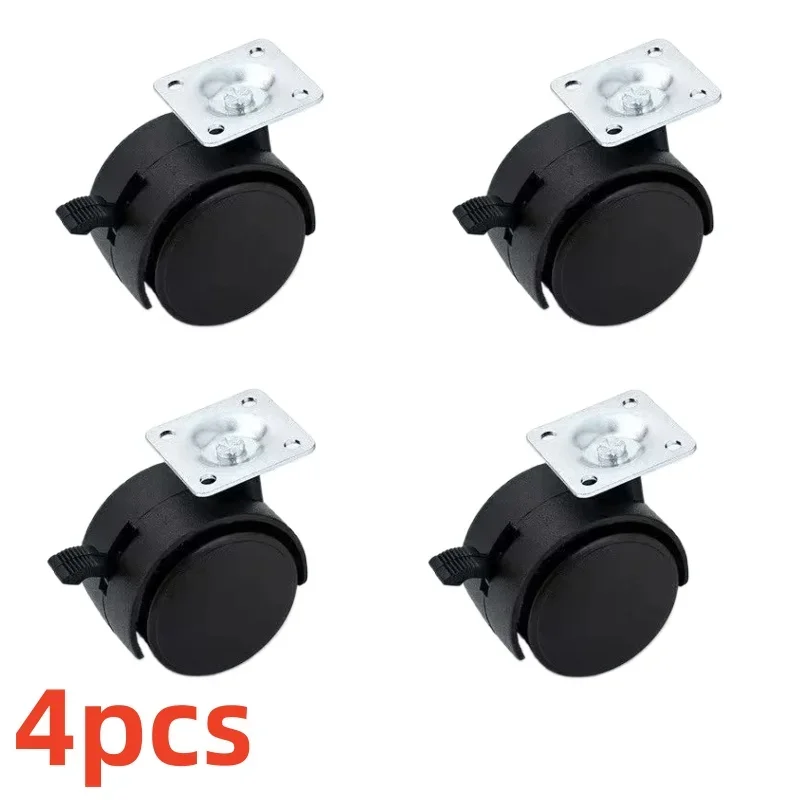 

4 шт. черные пластиковые колеса для мебели, вращающиеся колеса для офисного стула, вращающиеся на 360 градусов, фурнитура, легко перемещаются