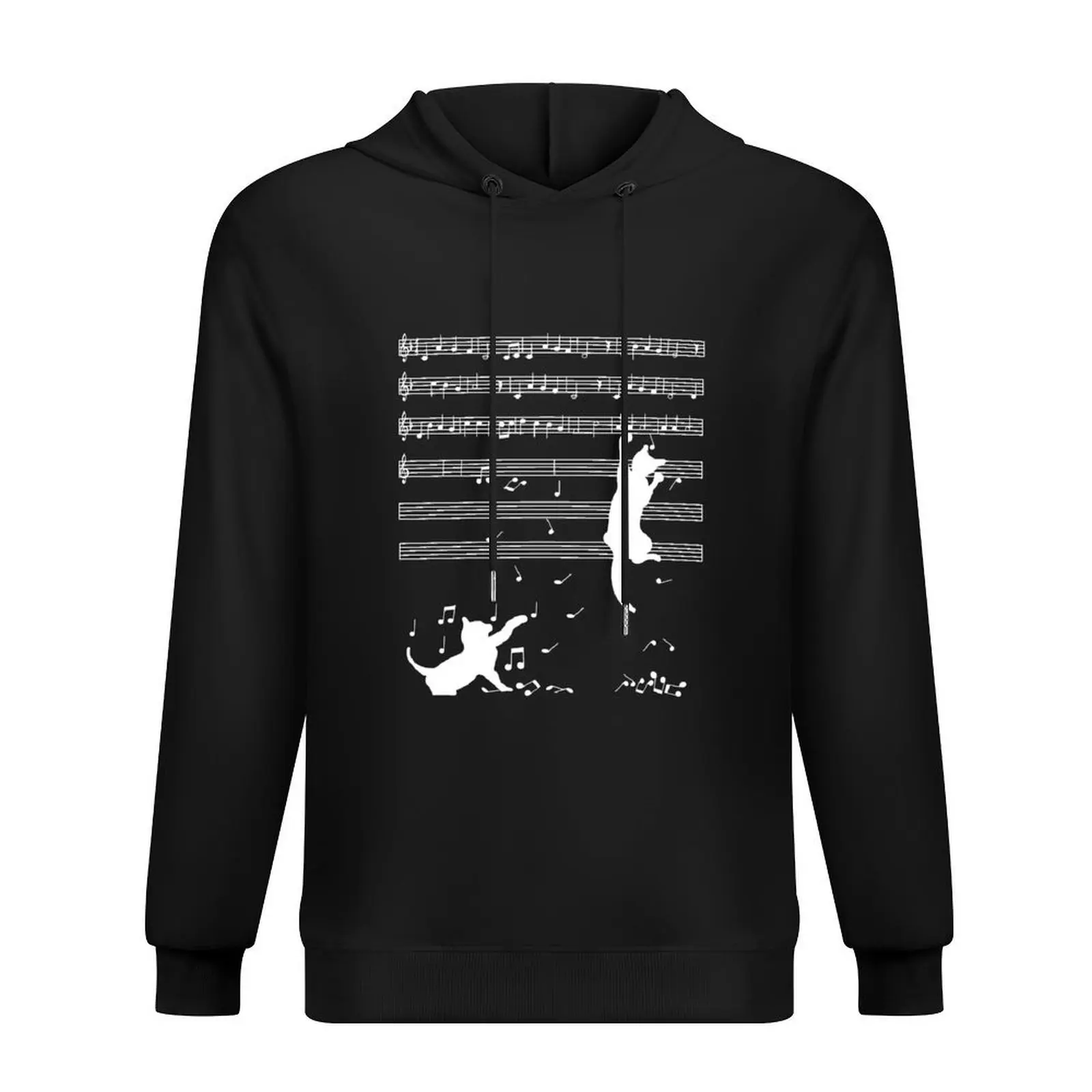 

Cats Playing Musical Notes Design Hoodie korean clothes male clothes autumn jacket men men clothes pullover hoodies