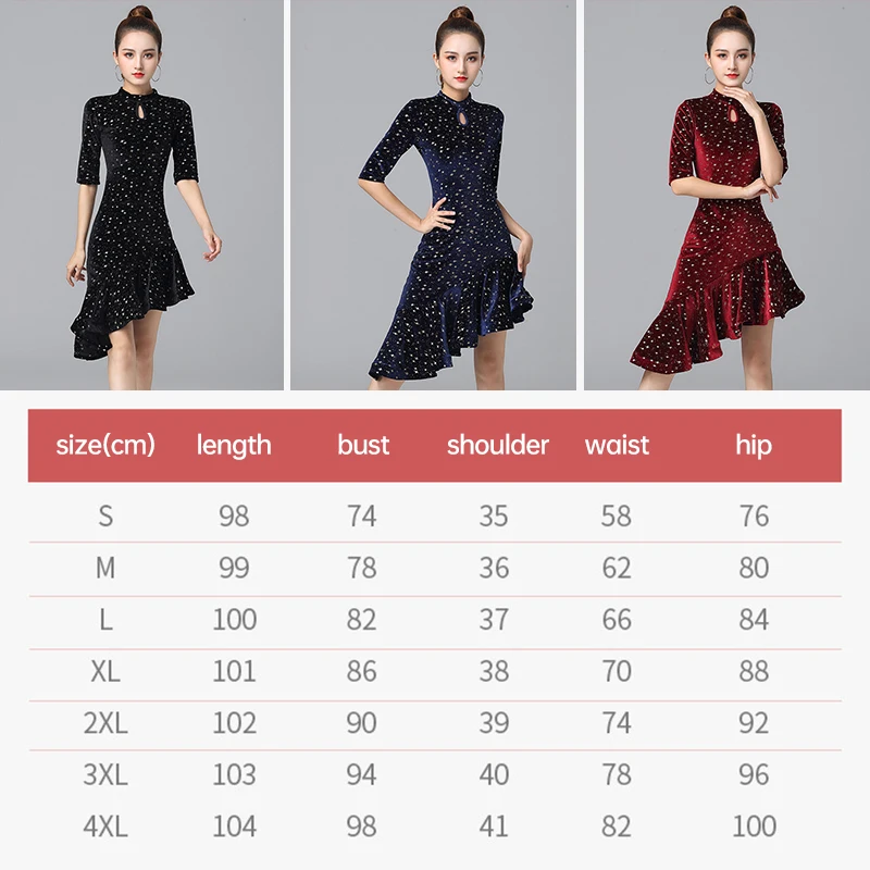 Nieuw Latin danskostuum voor volwassenen Fluwelen Cha Cha-jurk voor prestatiepraktijk Herfst Winterdanskleding