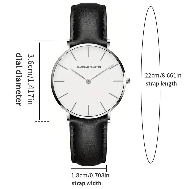 هانا مارتن العلامة التجارية الأعلى النساء ساعات المعصم مقاوم للماء 36 مللي متر موضة فاخرة رقيقة جدا جلدية الإبداعية ارتفع الذهب السيدات الساعات