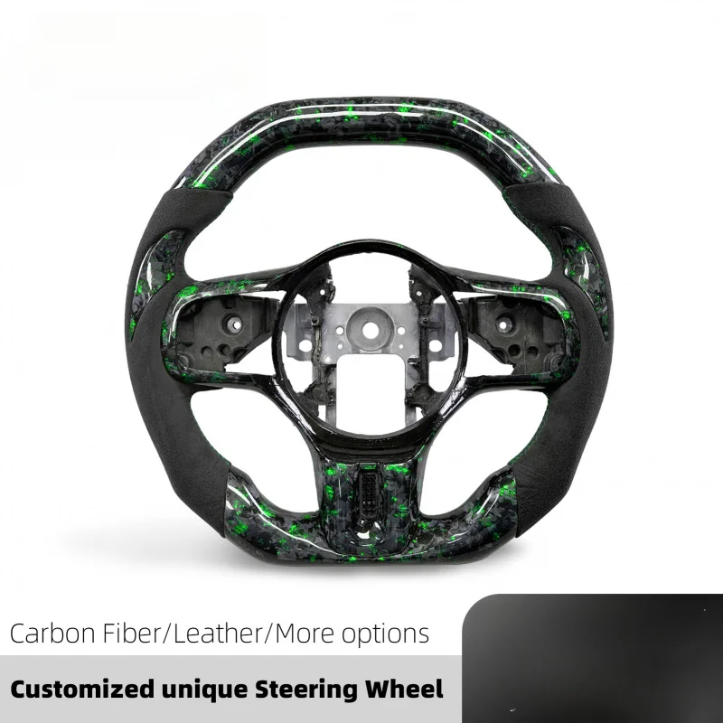 لميتسوبيشي لانسر Evolution X FQ-400 الإصدار النهائي 2010-2015 مخصص الأخضر مزورة ألياف الكربون الجلود عجلة القيادة #2