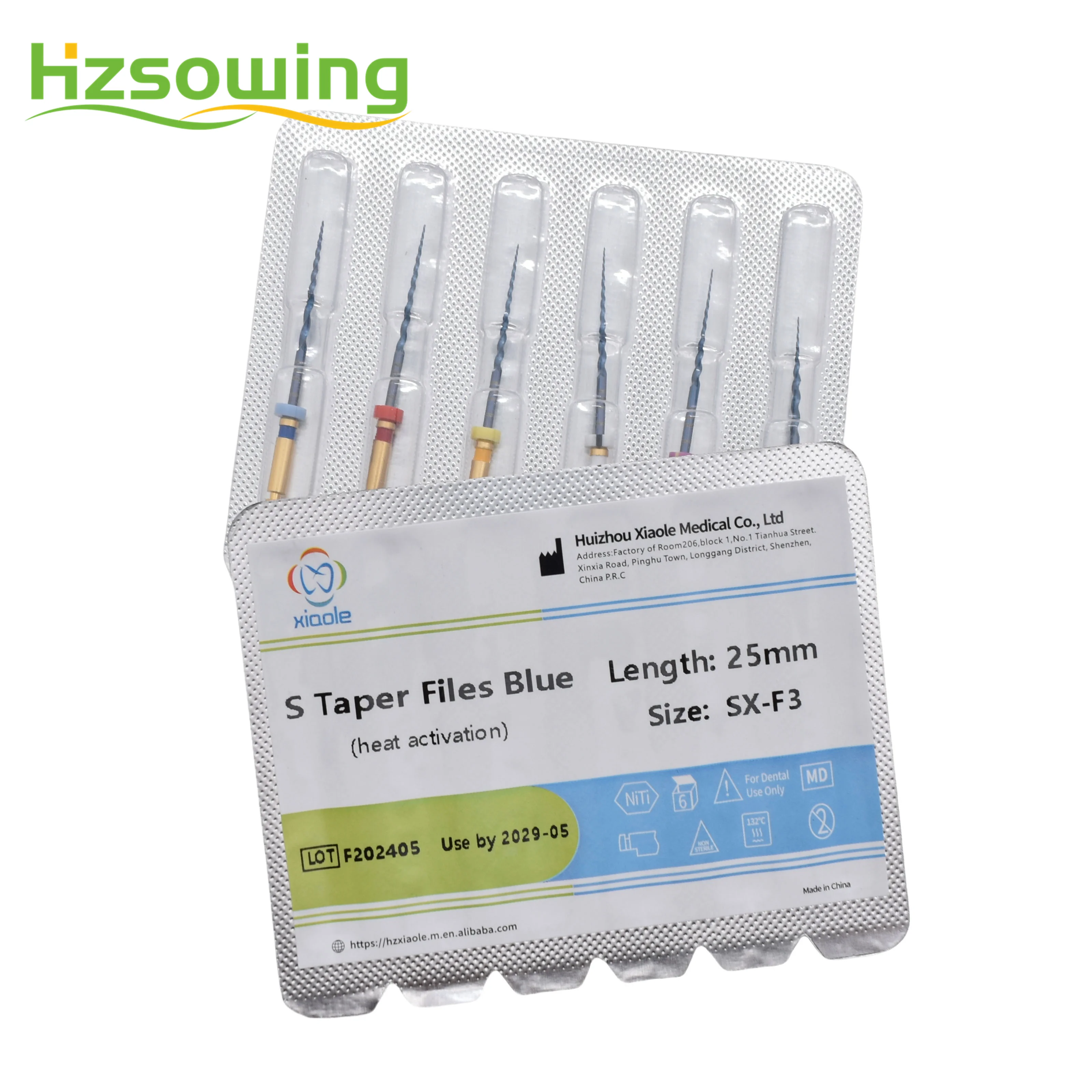 S Taper Files Blue Root Canal Files Classical Rotary Endo Files SX F3 25MM Blue Flexible Needles with Heat Activation Prebending