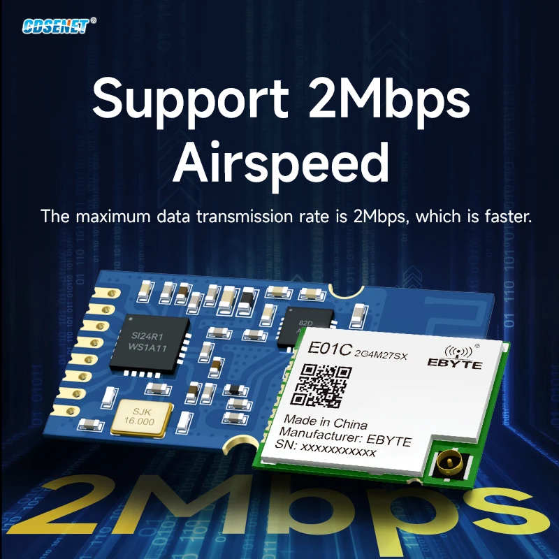SI24R1 2.4GHz PA LNA Wireless rf Module 2M Airspeed Power Amplifier CDSENET E01C Series SPI SMD ESD for Arduino nRF24L01
