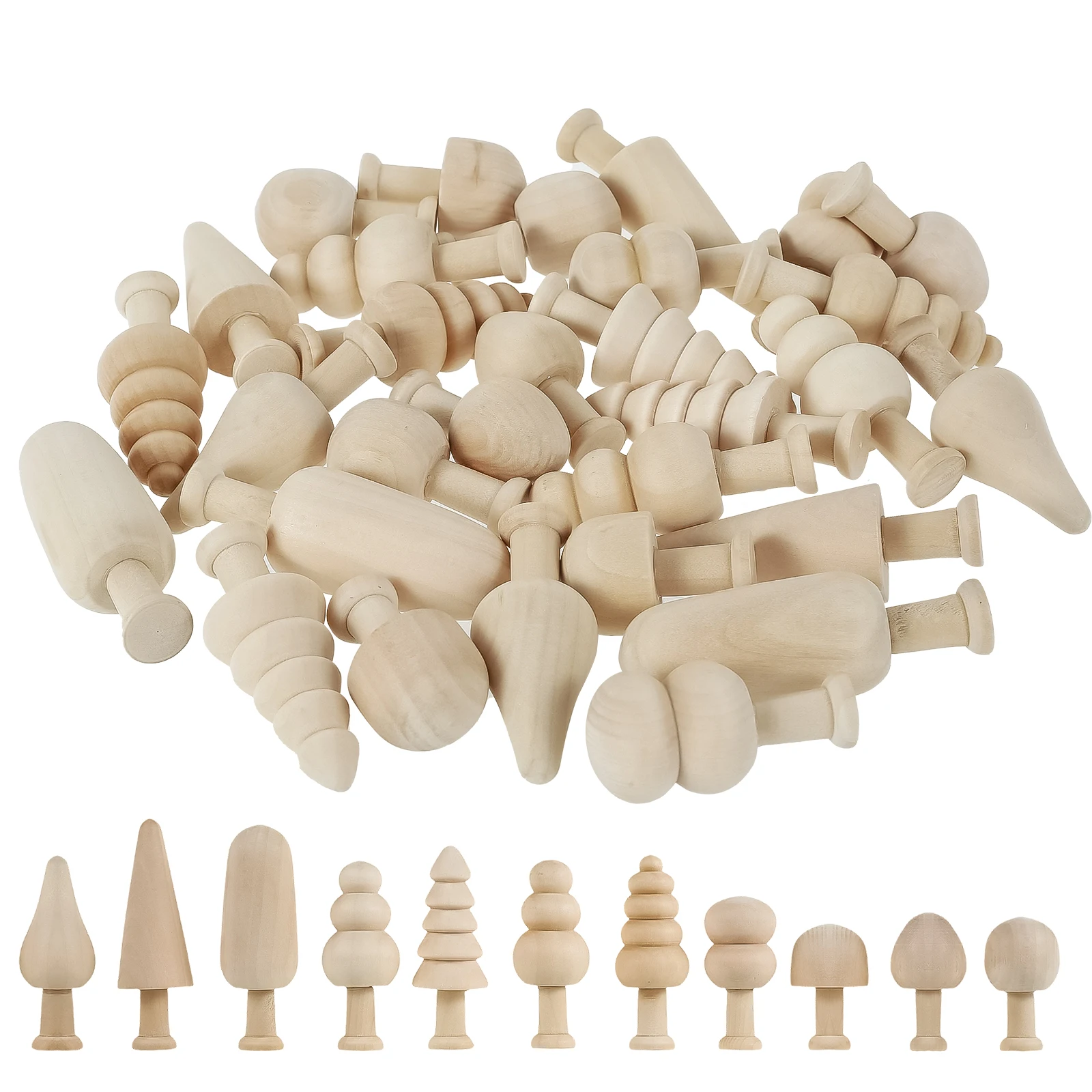 30/40Pcs Unfinished Wooden Trees DIY Paint Color Crafts Christmas Tree Decor Unfinished Wood Mushroom Painting Toy Xmas Gifts