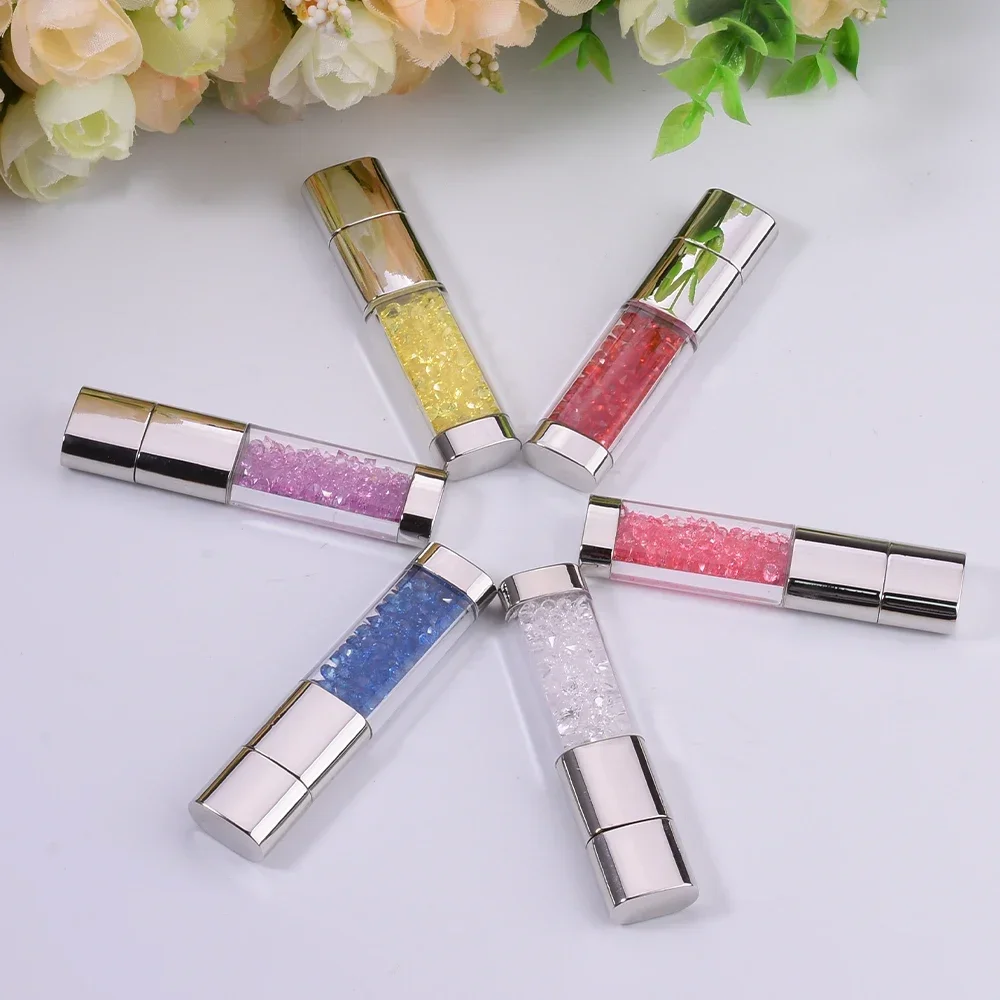 JASTER Creative Crystal Pendrive 2.0 USB Flash Pen Drive 128GB 4GB 8GB Memory Stick 16GB 32GB Wedding Gift Engrave Name 64GB